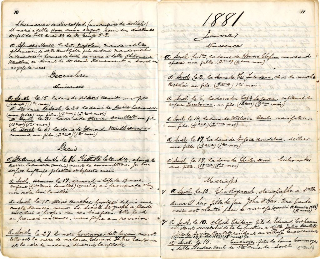 Carnet de notes de Jean-François-Régis Latraverse. 