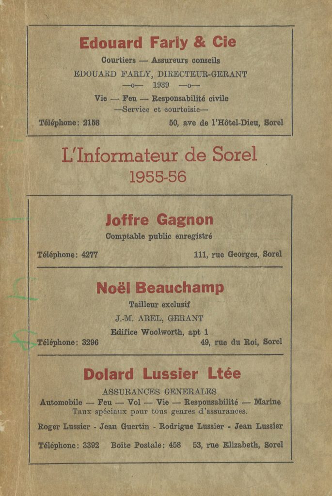 Les éphémérides de 1954 - Société historique Pierre-de-Saurel